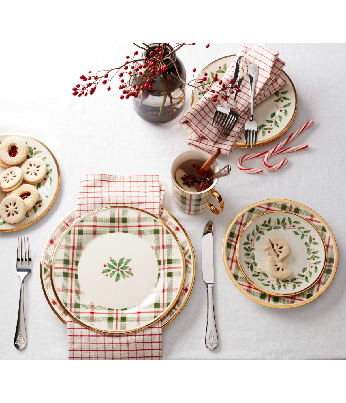  Lenox Holiday Plaid Dinner Plates, Set/4 - Ivory - Bonton