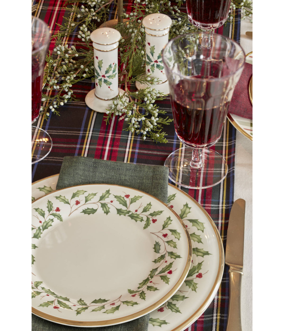  Lenox Holiday Plaid Dinner Plates, Set/4 - Ivory - Bonton