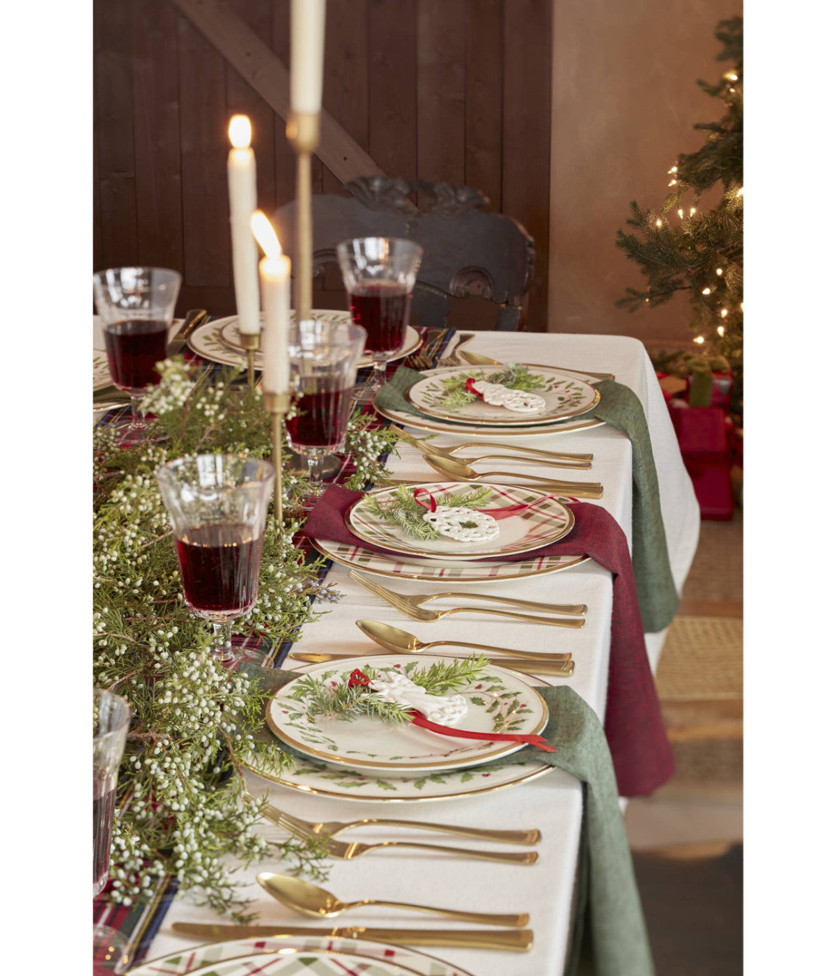  Lenox Holiday Plaid Dinner Plates, Set/4 - Ivory - Bonton