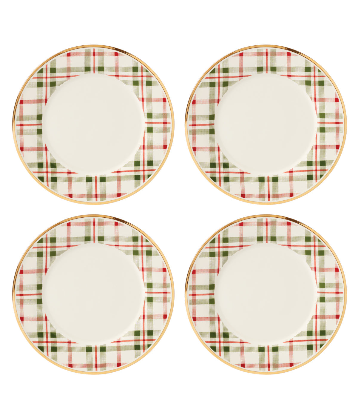  Lenox Holiday Plaid Dinner Plates, Set/4 - Ivory - Bonton