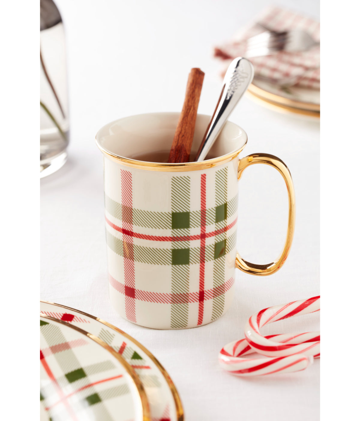  Lenox Holiday Plaid Mugs, Set/4 - Ivory - Bonton