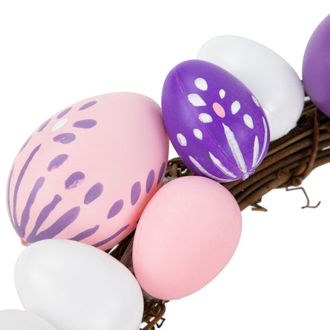 10" Pastel Pink  Purple and White Easter Egg Spring Wreath