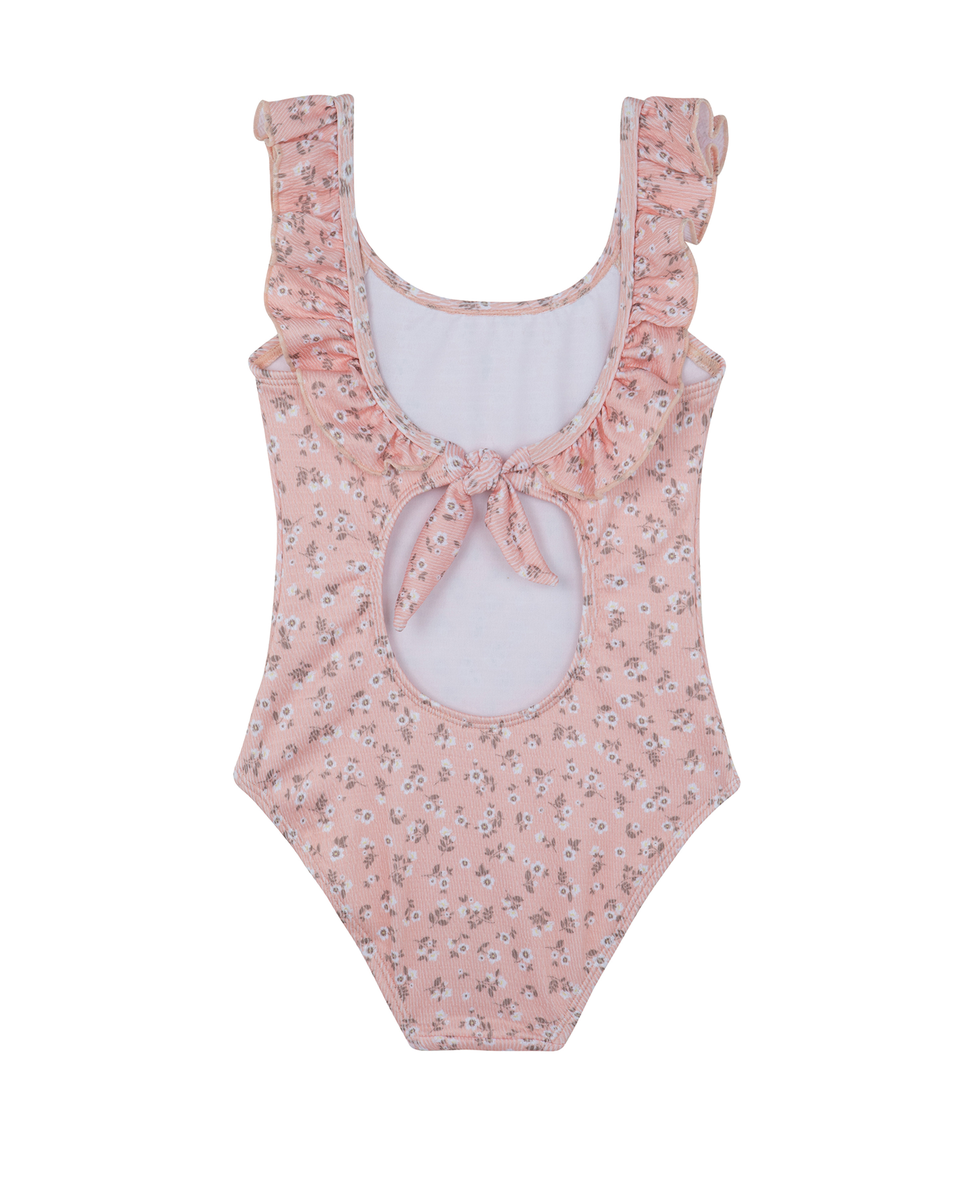  Gottex Kids Ditsy Dream Textured Square Neck Ruffle One Piece - Orange - Bonton