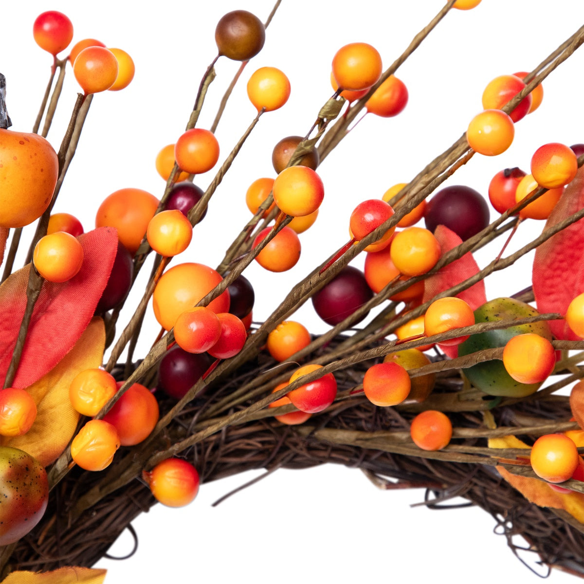  Northlight Berries and Apples Foliage Twig Artificial Thanksgiving Wreath - 18-Inch  Unlit - Default Title - Bonton