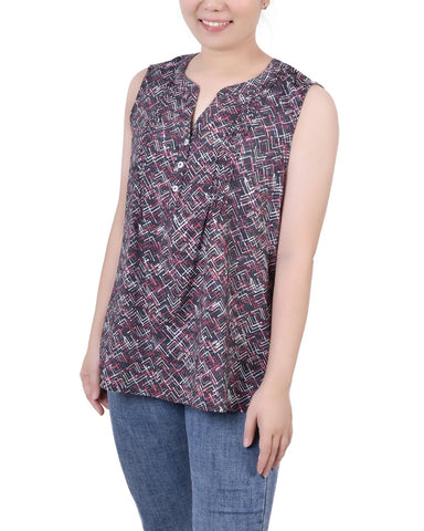Sleeveless Pintucked Blouse