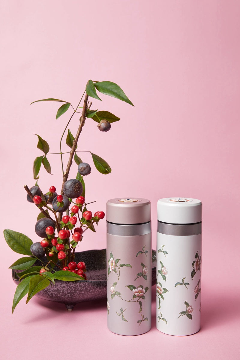  Acera The Flower Fairy Stainless Steel Travel Mug With Ceramic Core - White with Floral Decals - Bonton