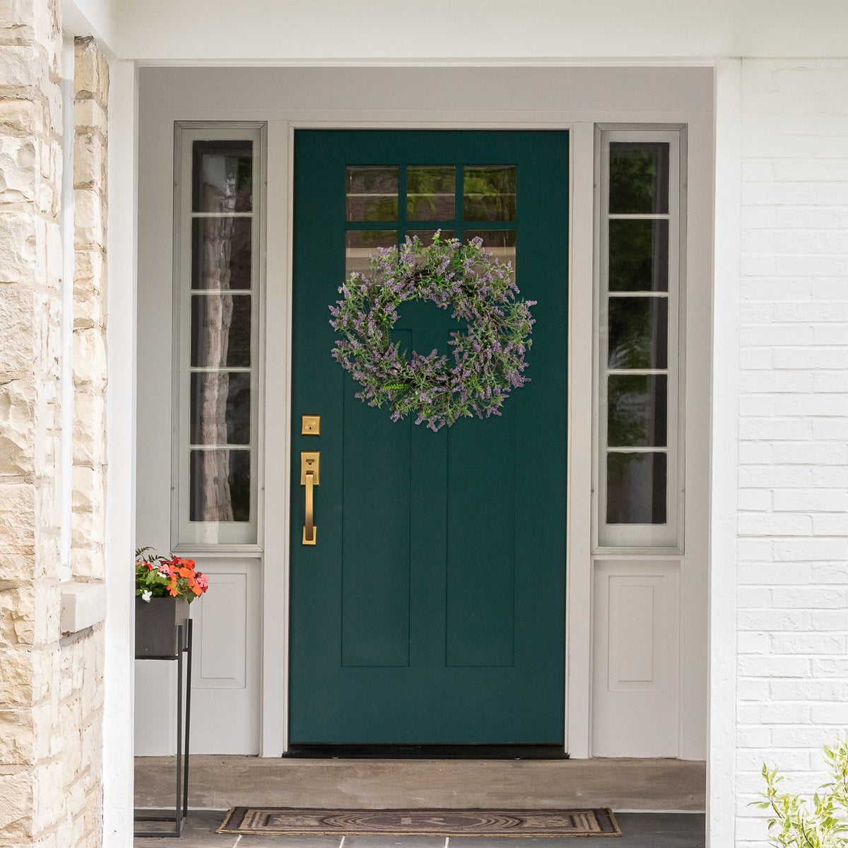  Northlight Lavender and Leaves Spring Floral Artificial Wreath - 22