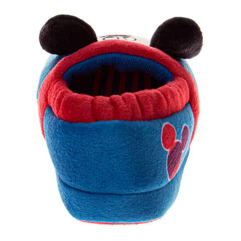 Disney Mickey Mouse Boys' Slippers - Cozy Plush Fuzzy Lightweight Warm Comfort Soft House Shoes - Navy Blue Red (Size 5-12 Toddler)