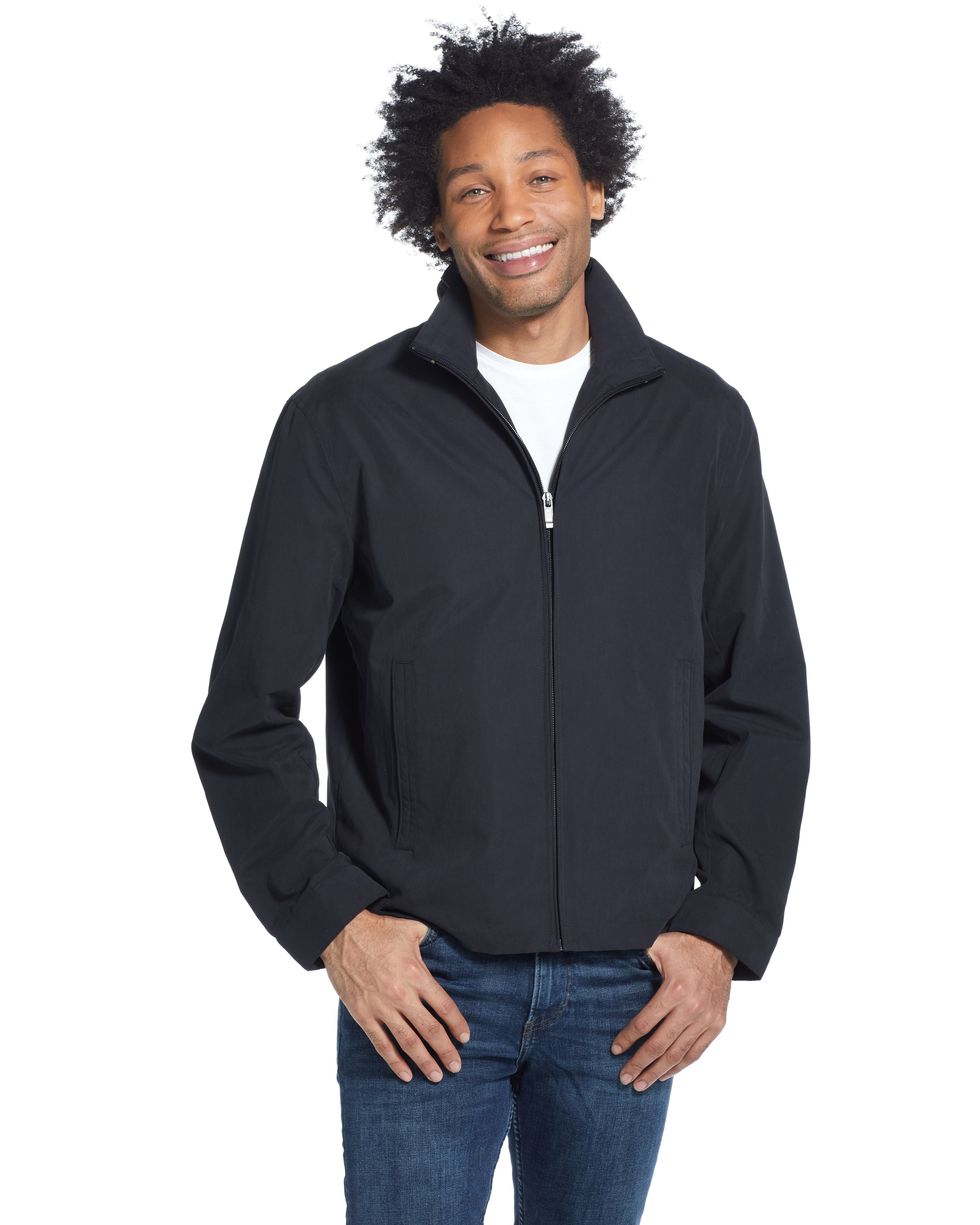  Weatherproof Men's Microfiber Light Weight Bomber Jacket - Black - Bonton