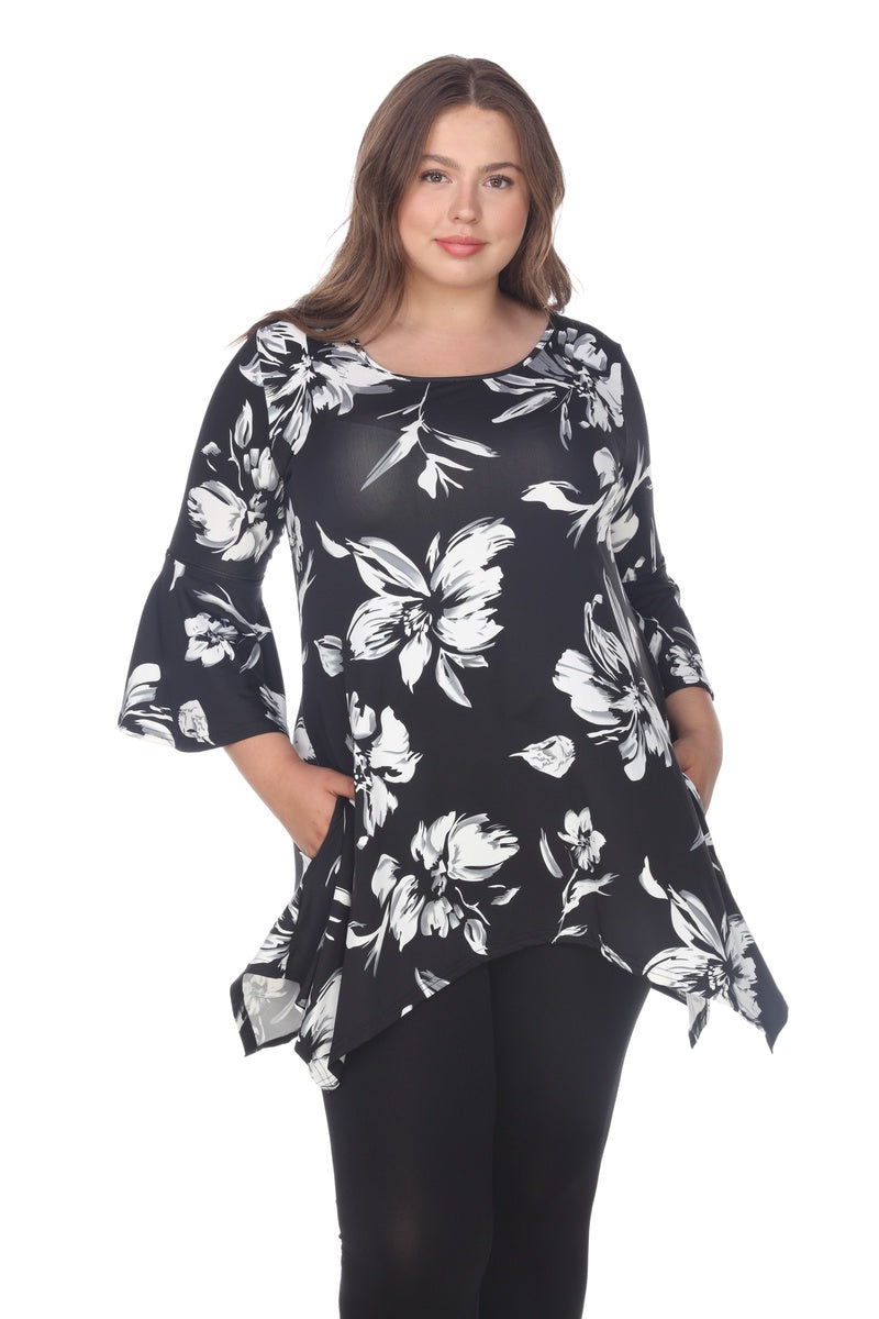  White Mark Plus Size Blanche Tunic Top - 1X - Bonton