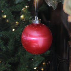 LED Lighted Christmas Ball Ornaments - Red - 6" (150mm) - Set of 3