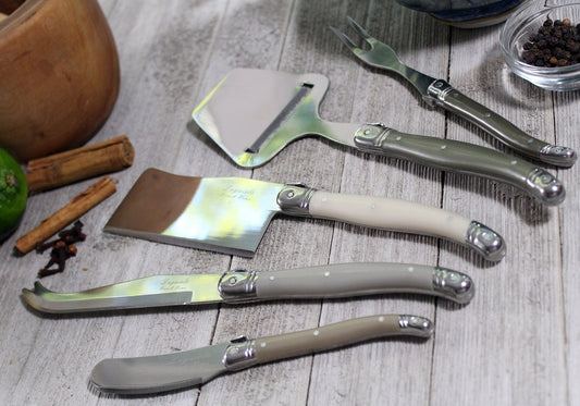 5 Piece Laguiole Mist Cheese Knife and Fork and Slicer Set