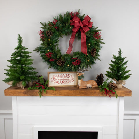 Real Touch™? Pre-Lit Rosemary Emerald Angel Pine Artificial Christmas Wreath - 30" - Clear LED Lights