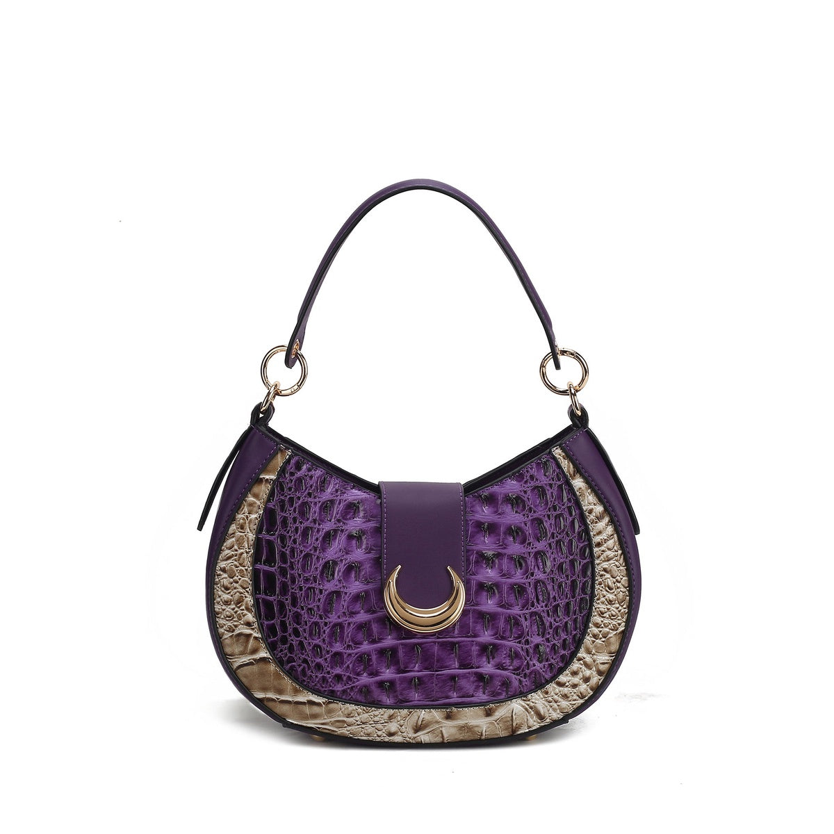  MKF Collection Jain Croc-Embossed Shoulder Bag - Croco Navy - Bonton