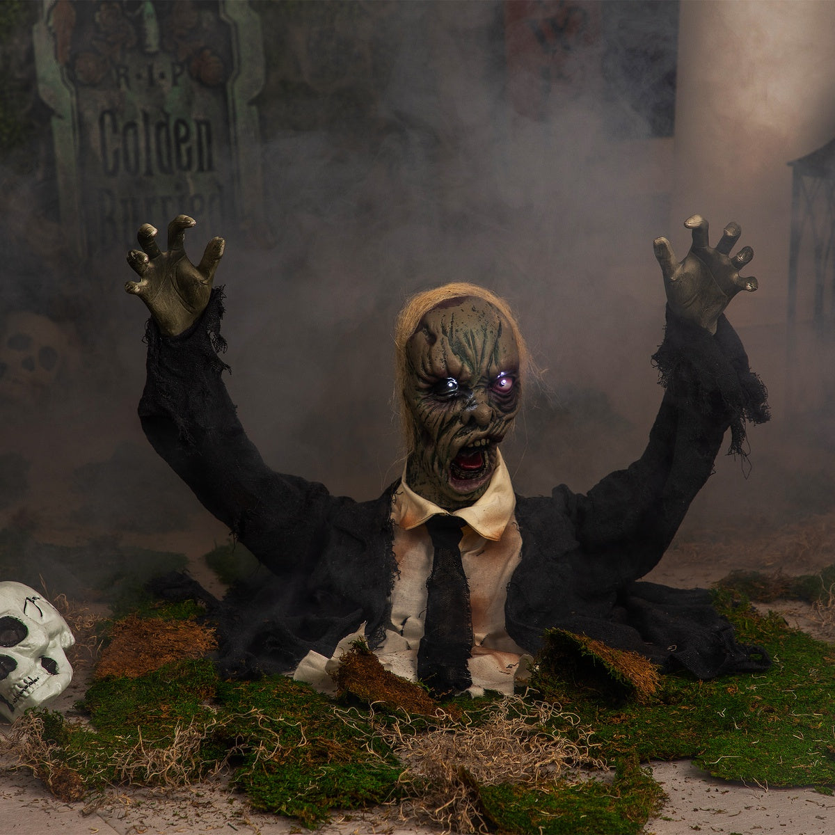  Northlight Lighted and Animated Groundbreaking Zombie Halloween Decoration - 19