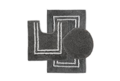 St Mary's Tufted 3 Piece Cotton Bath Rug Set With Lid