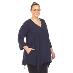 Plus Size Empire Waist V-Neck Tunic Top