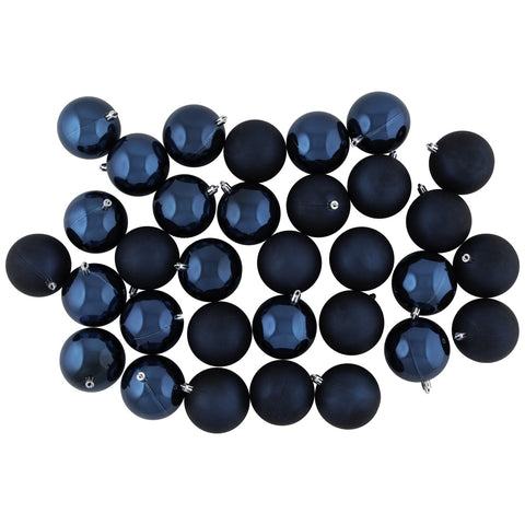 32ct Sapphire Blue Shatterproof 2-Finish Christmas Ball Ornaments 3.25" (80mm)
