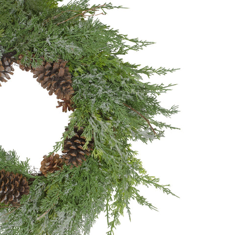 Real Touch™? Frosted Cedar and Pinecone Artificial Christmas Wreath - 26" - Unlit