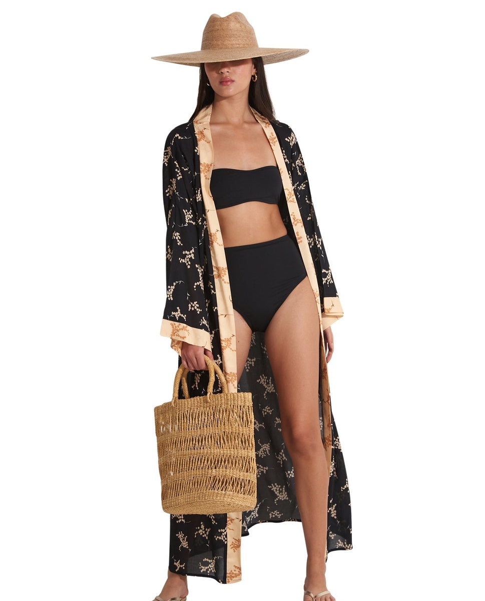  Gottex Beach Life Diamond Midi Cover Up - GOTTEX BEACH LIFE DIAMOND BLACK AND SAND - Bonton