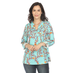 Women's Paisley Button Front Tunic Top