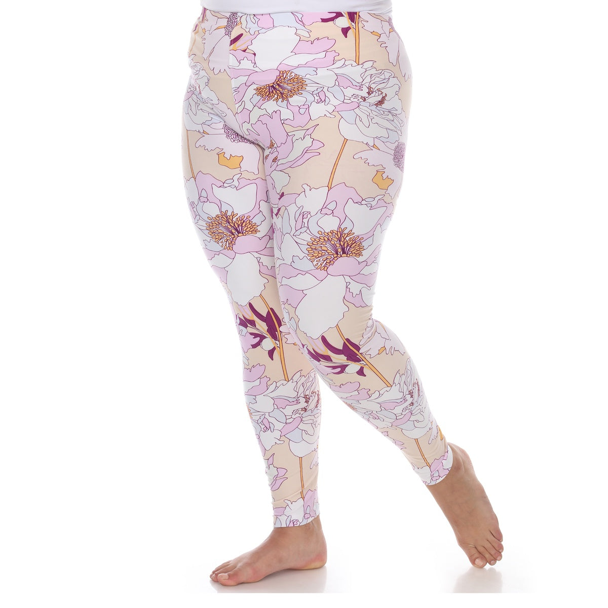  White Mark Plus Size Super Soft Tropical Printed Leggings - one size - Bonton