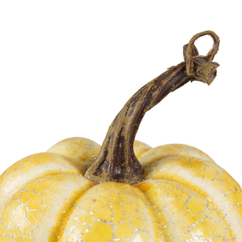 Antiqued Crackle Finish Fall Harvest Pumpkins - 4" - Set of 3 - Yellow