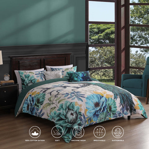 Bebejan Peacock Jardin 5 Piece Reversible Comforter Set