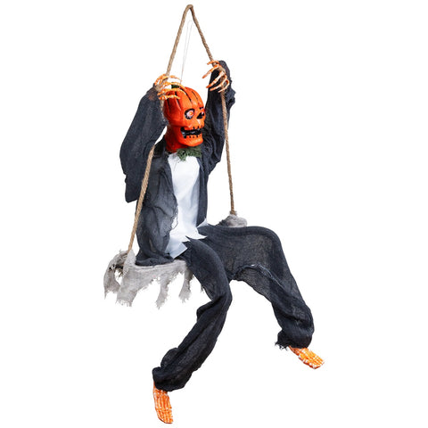 30" Animated Swinging Pumpkin Man Halloween Decoration