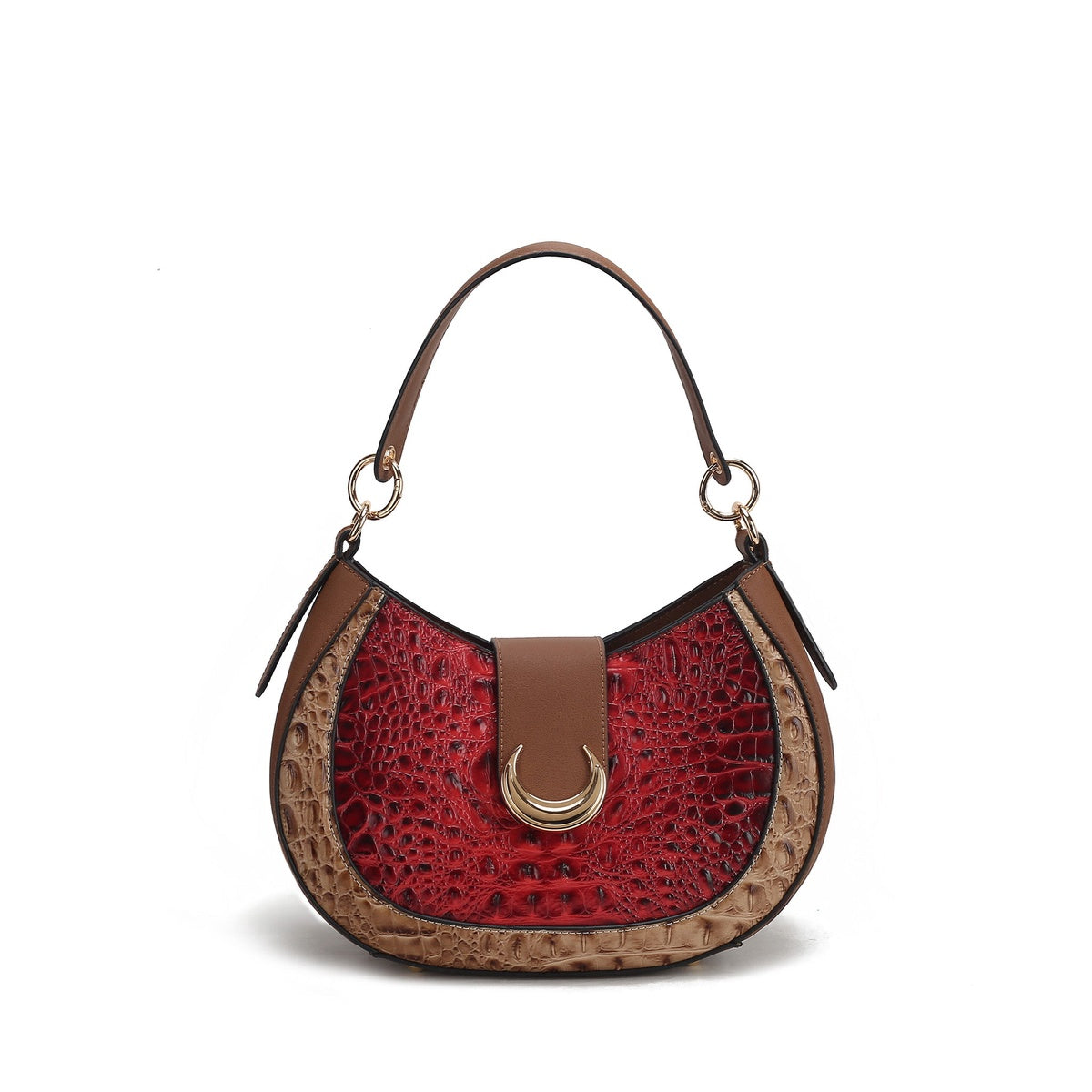  MKF Collection Jain Croc-Embossed Shoulder Bag - Croco Cognac - Bonton