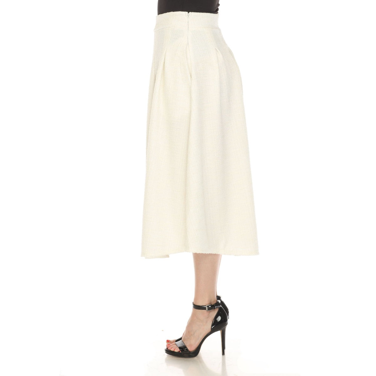  White Mark Women's Flared Tweed Skirt - S - Bonton