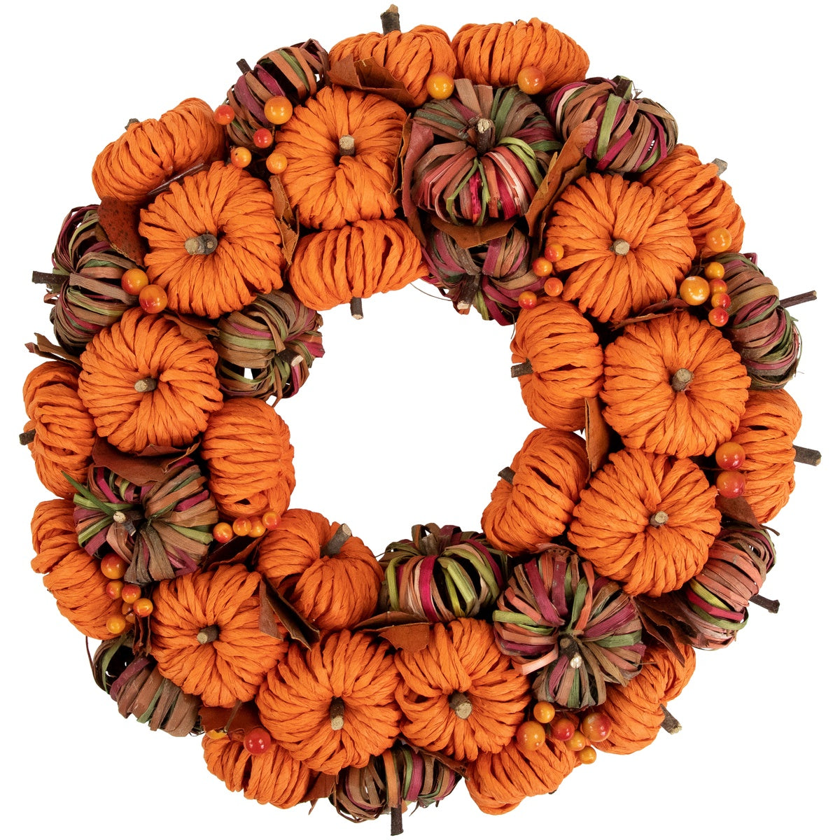  Northlight Pumpkin Artificial Fall Harvest Wreath  15 Inch Unlit - Default Title - Bonton