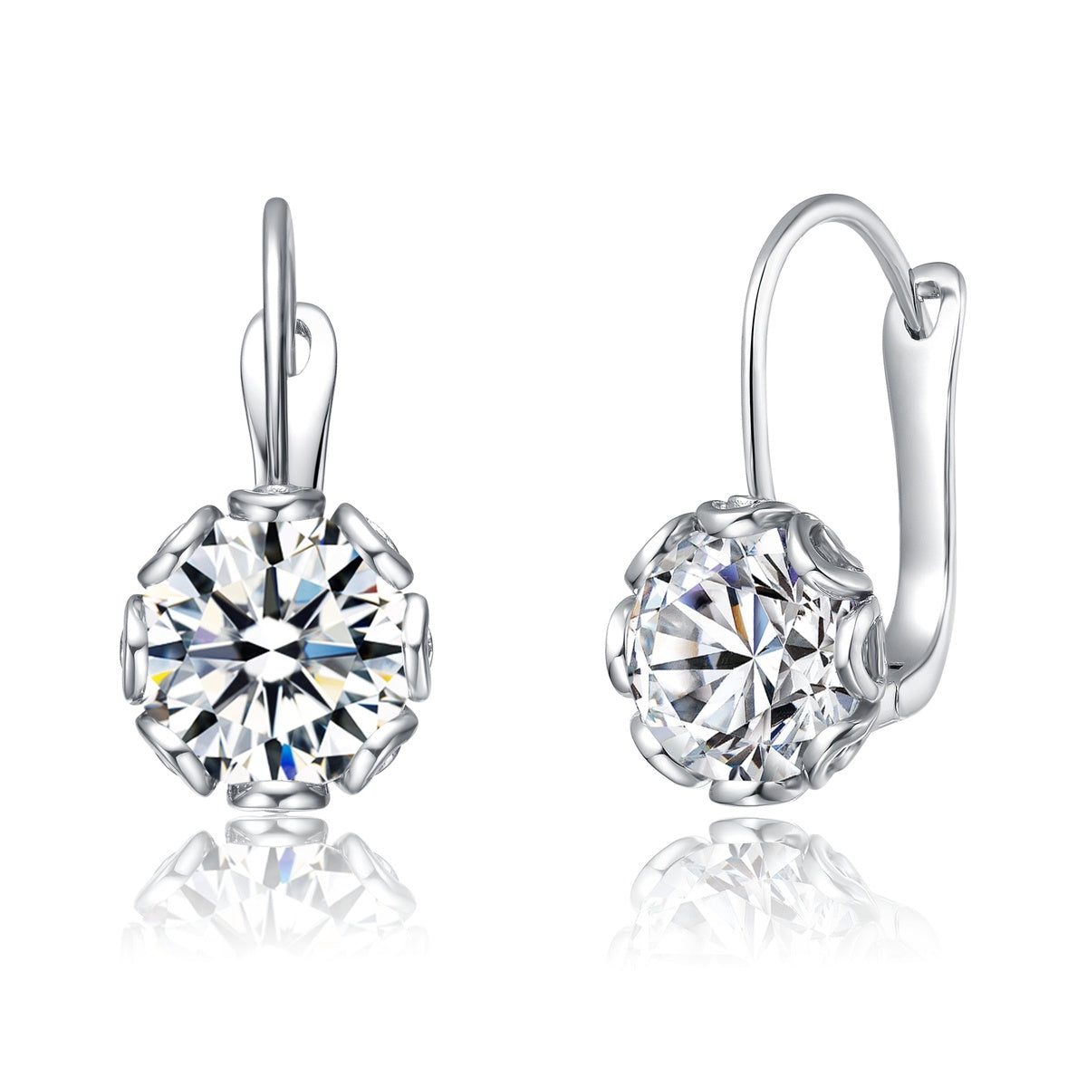  Rachel Glauber White Gold Plated Cubic Zirconia Solitaire Drop Earrings - White - Bonton