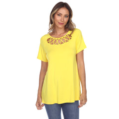 Women's Crisscross Cutout Short Sleeve Top