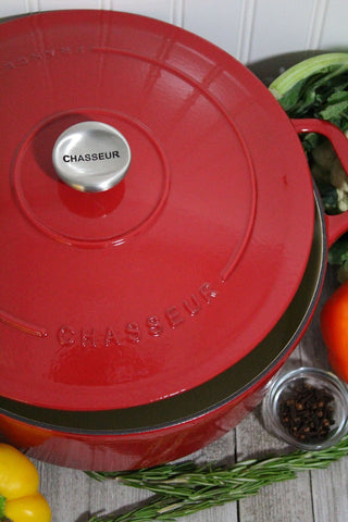French Enameled Cast Iron Round Dutch Oven, 6.25-Quart, Red