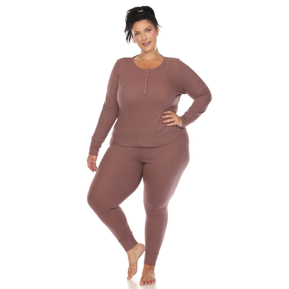  White Mark Plus Size Waffle Pajama Set - 1X - Bonton