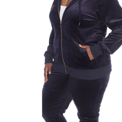 Plus Size 2 Piece Velour Tracksuit Set