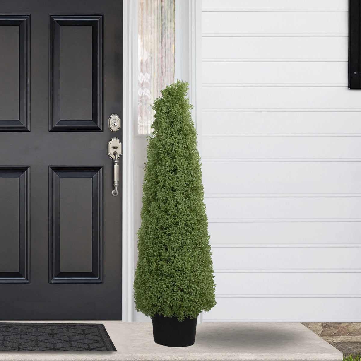  Northlight 4' Artificial Boxwood Cone Topiary Tree With Round Pot  Unlit - 4' - Bonton