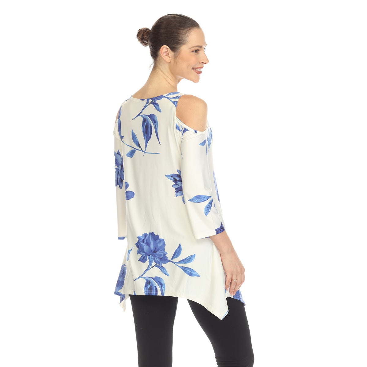  White Mark Women's Floral Printed Cold Shoulder Tunic - S - Bonton