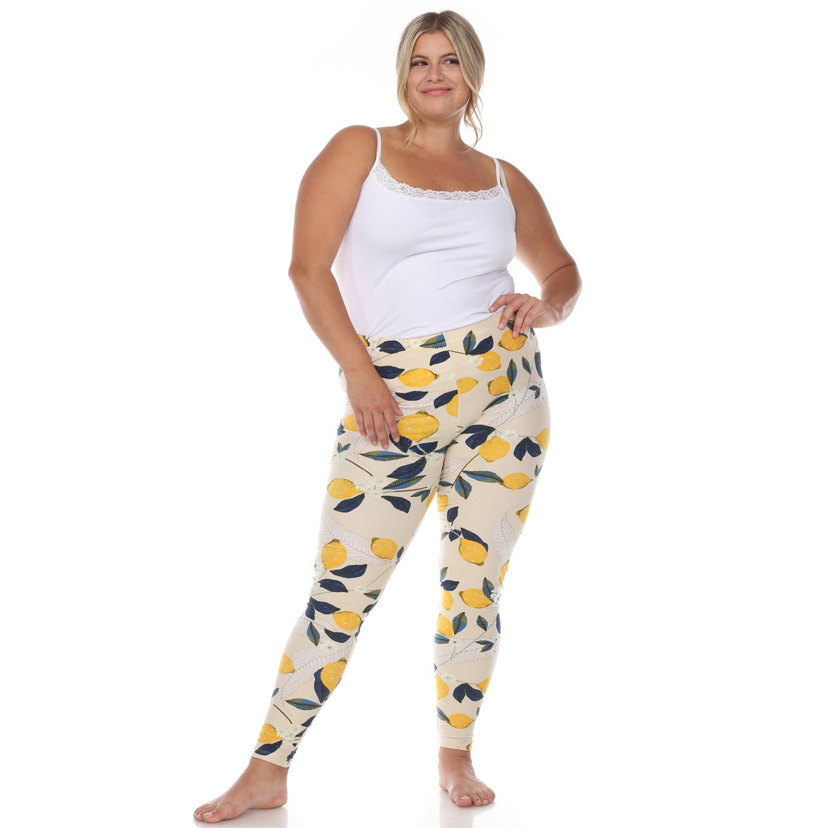  White Mark Plus Size Super Soft Tropical Printed Leggings - one size - Bonton