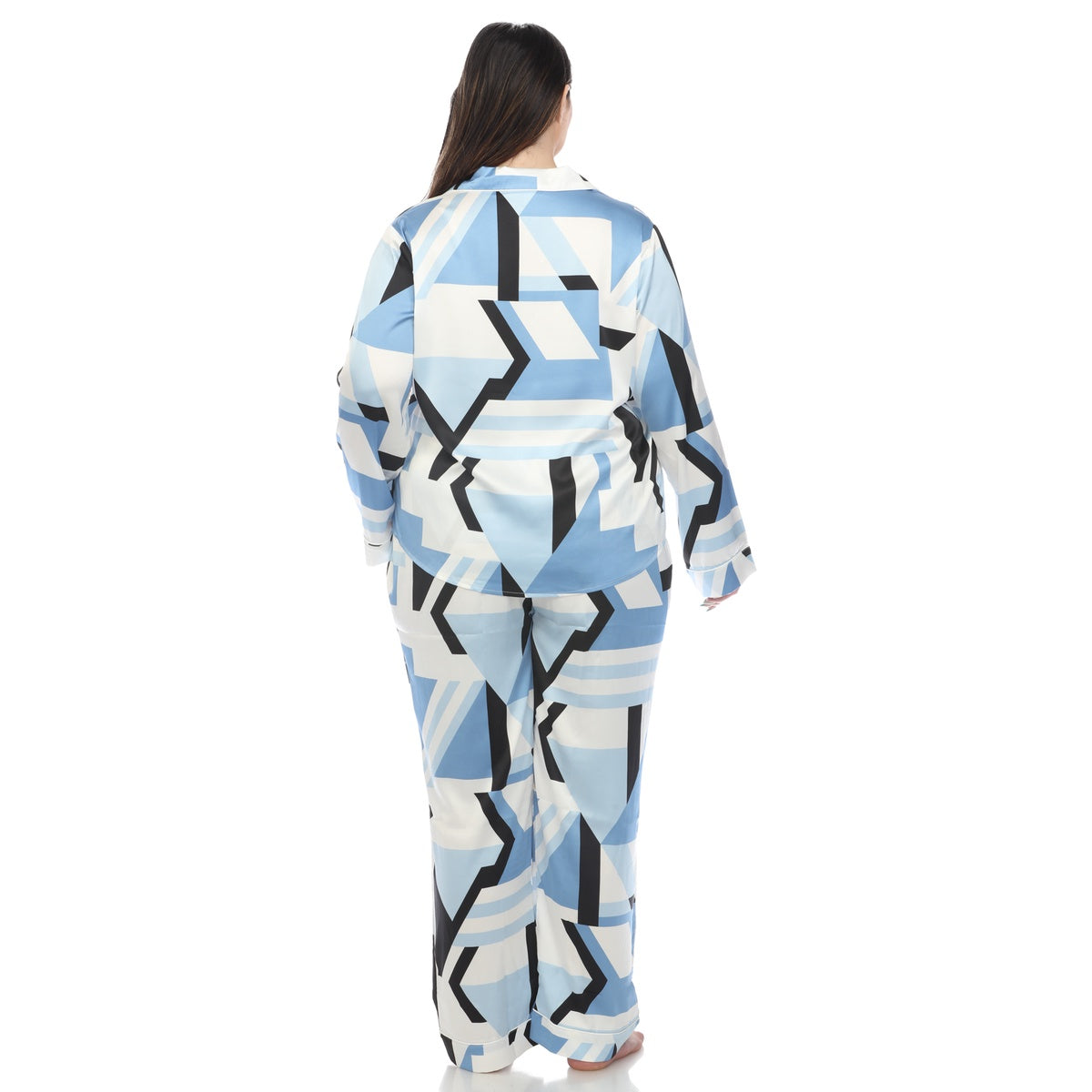  White Mark Plus Size Printed Satin Pajama Set - 3X - Bonton