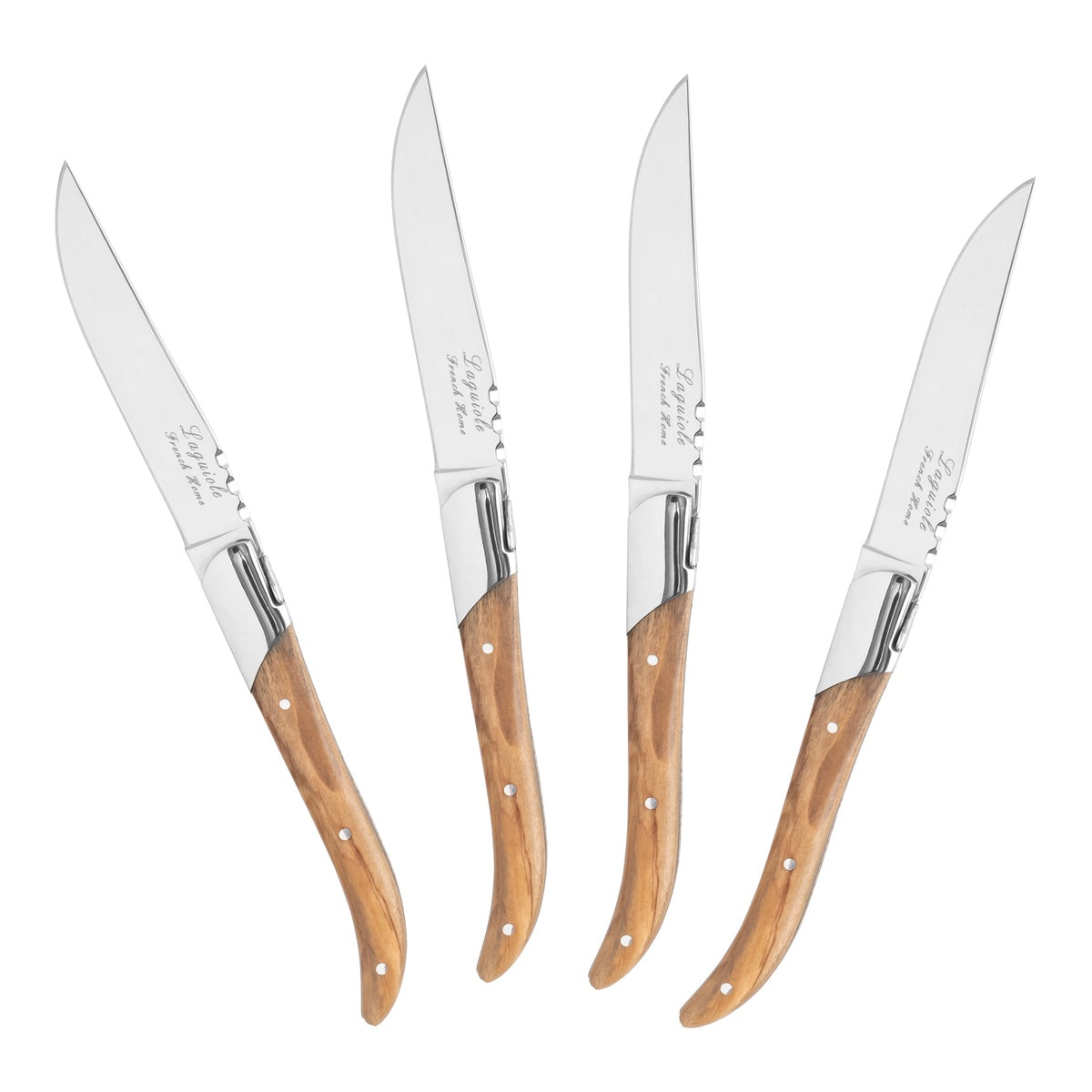  French Home Laguiole Set of 4 Connoisseur Steak Knives With Olive Wood Handles - Default Title - Bonton