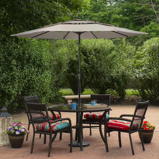 9.75ft Outdoor Patio Market Umbrella With Hand Crank and Tilt  Beige