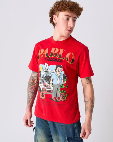 Plus Size Pablo Cartoon Applique Short Sleeve Tee - Red