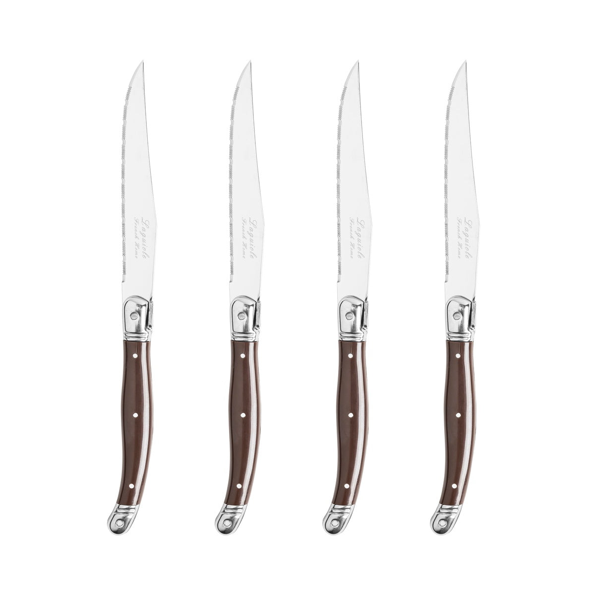  French Home Set of 4 Laguiole Steak Knives, Chocolate Brown - Default Title - Bonton