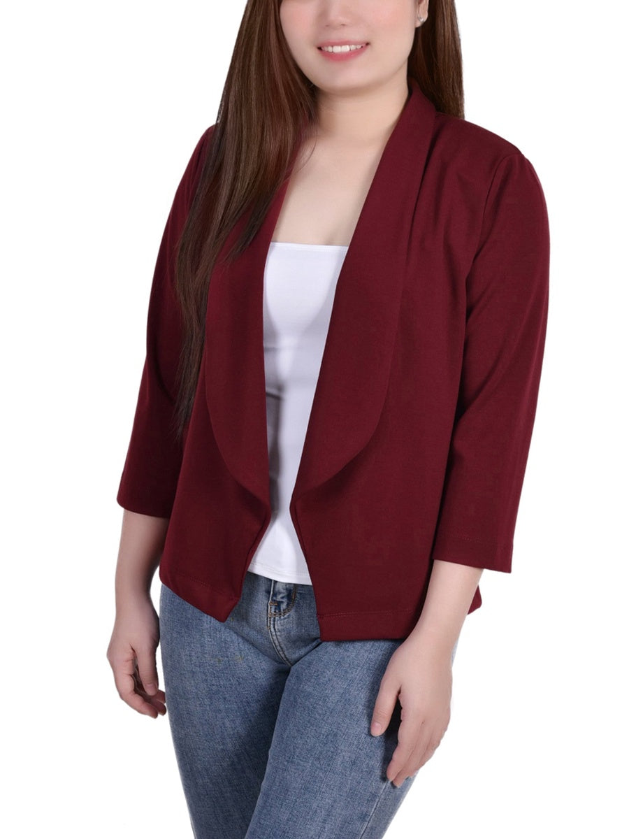  NY Collection Long Sleeve Ponte Jacket - Plum Caspia - Bonton