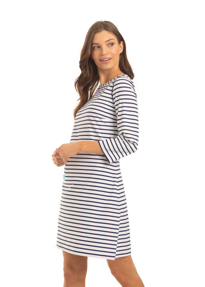  Cabana Life Navy Stripe Cabana Shift Dress - XS - Bonton