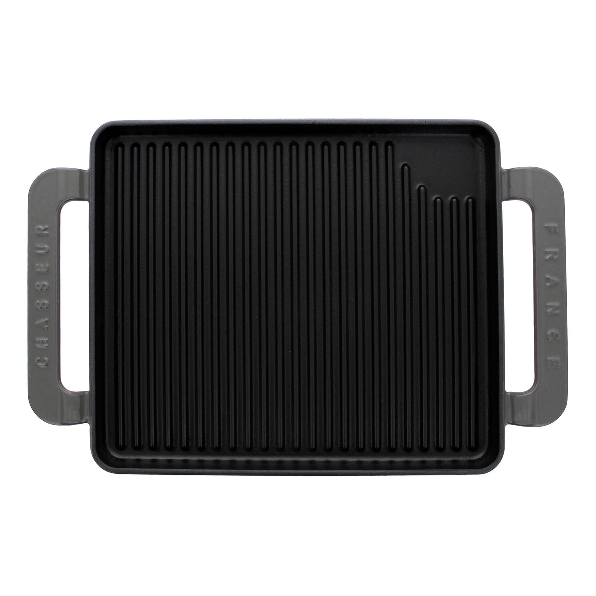  Chasseur Chasseur French Rectangular Enameled Cast Iron Grill, 10-Inch, Caviar Grey - Default Title - Bonton