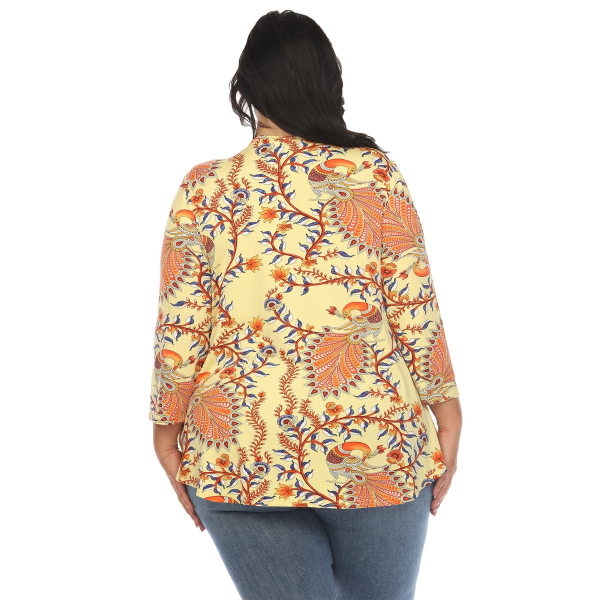  White Mark Plus Size Vibrant Boho Swing Top - 1X - Bonton