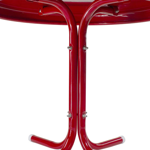 22" Outdoor Retro Tulip Steel Side Table  Red
